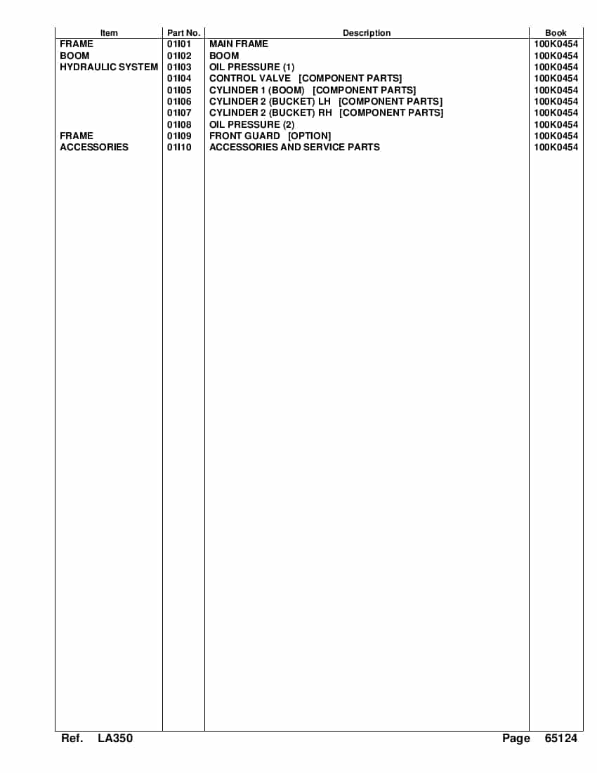 Kubota LA350 Part Manual PDF Download