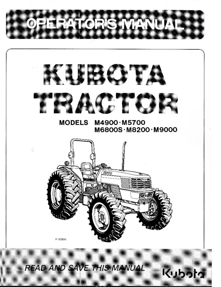 Kubota M4900-M5700-M6800-M8200-M9000 Operation manual PDF Download