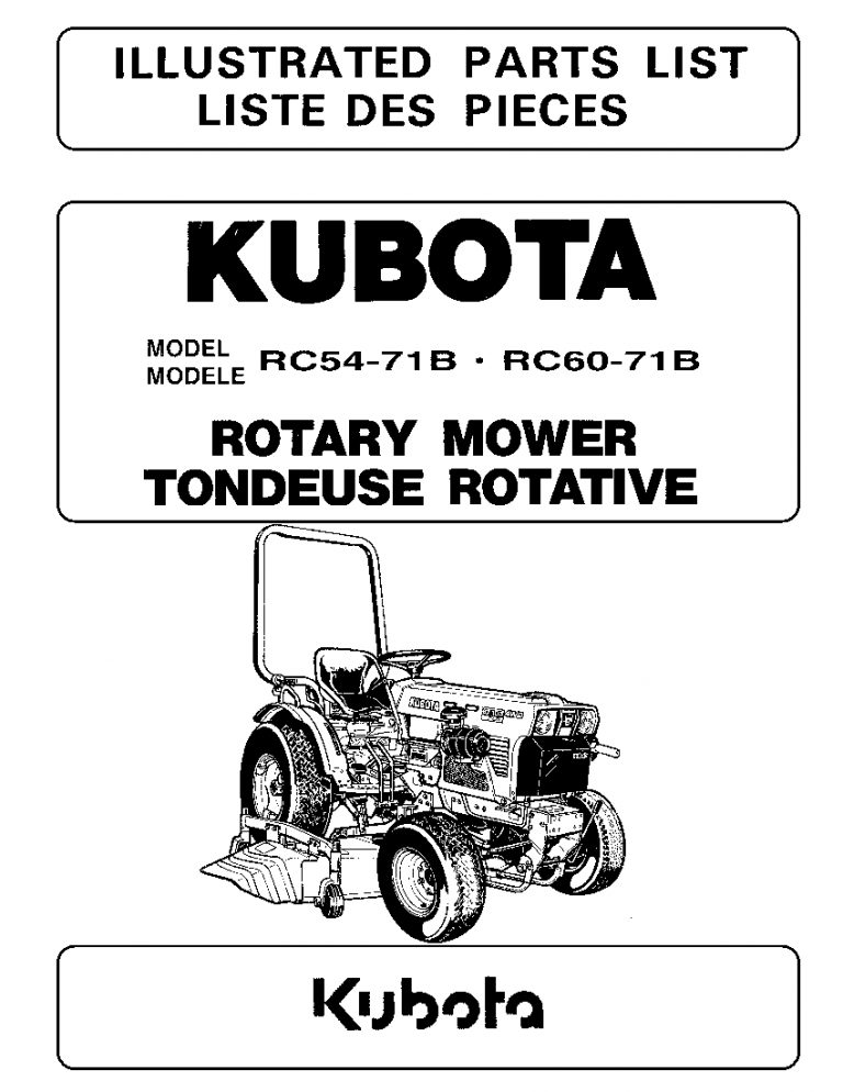 Kubota PLBK RC54-71b Part Manual PDF Download