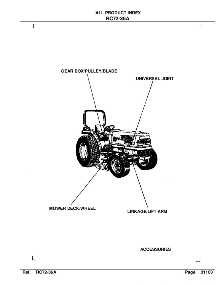 Kubota RC72 36A Part Manual PDF Download