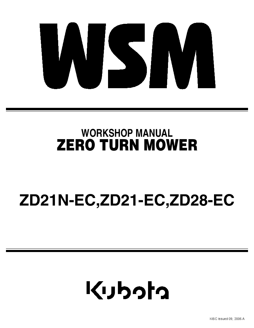 Kubota ZD21N-EC,ZD21-EC,ZD28-EC ZERO TURN MOWER service manual PDF Download