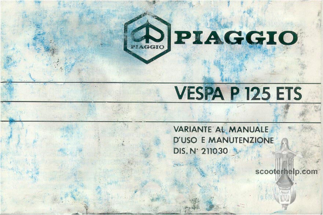 Piaggio Vespa P125-ETS operation maintenance(it) PDF Download - Service ...