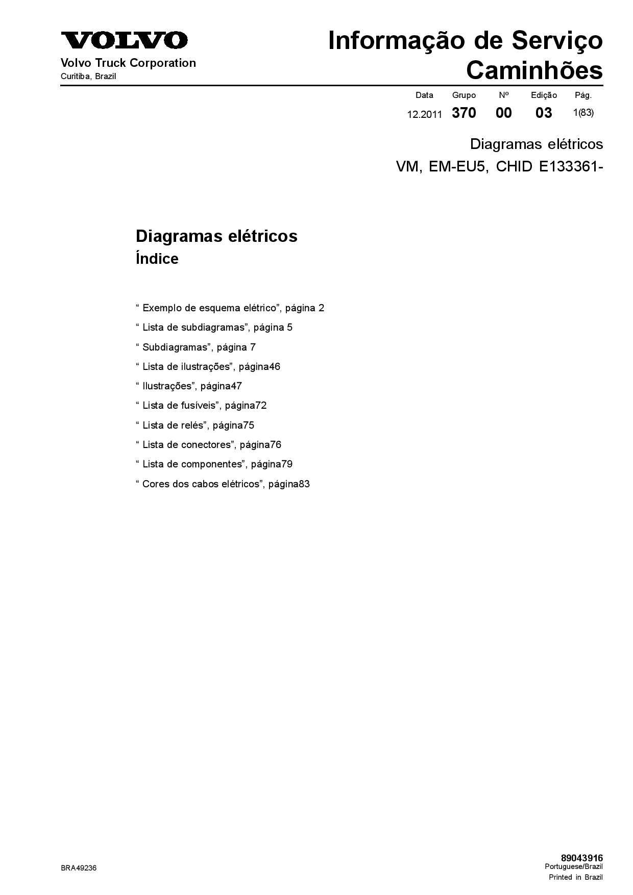 Volvo Diagramas Elétricos - VM, EM-EU5 PDF Download