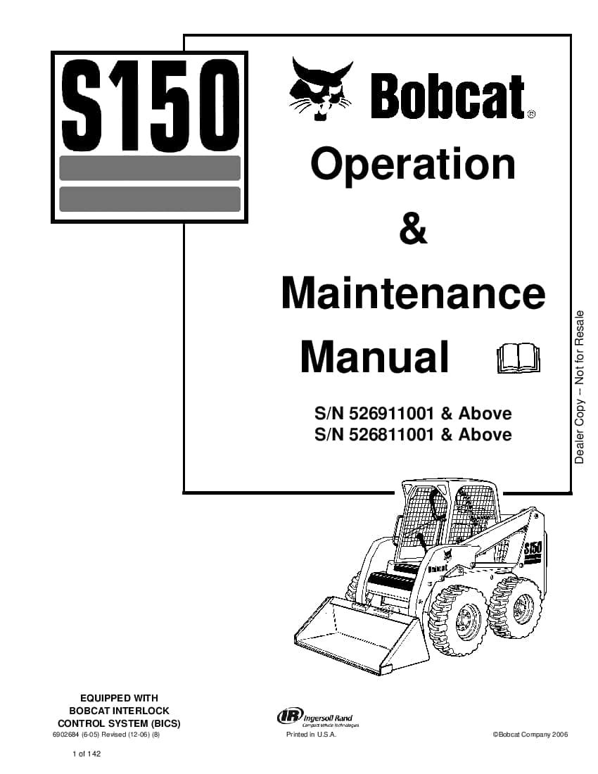 Bobcat S150 6902684 Om 12 06 Operation And Maintenance Manual Pdf