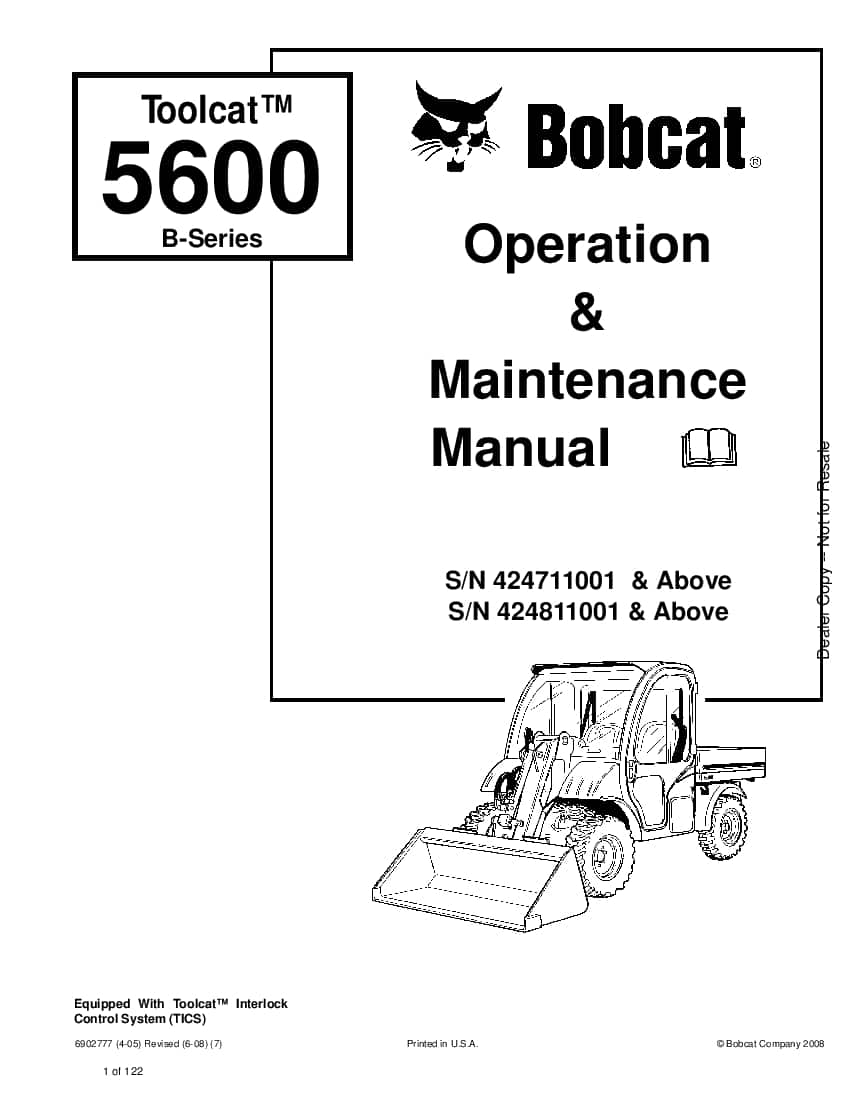 Bobcat toolcat 5600 B-Series 6902777 om 6-08 Operation and Maintenance