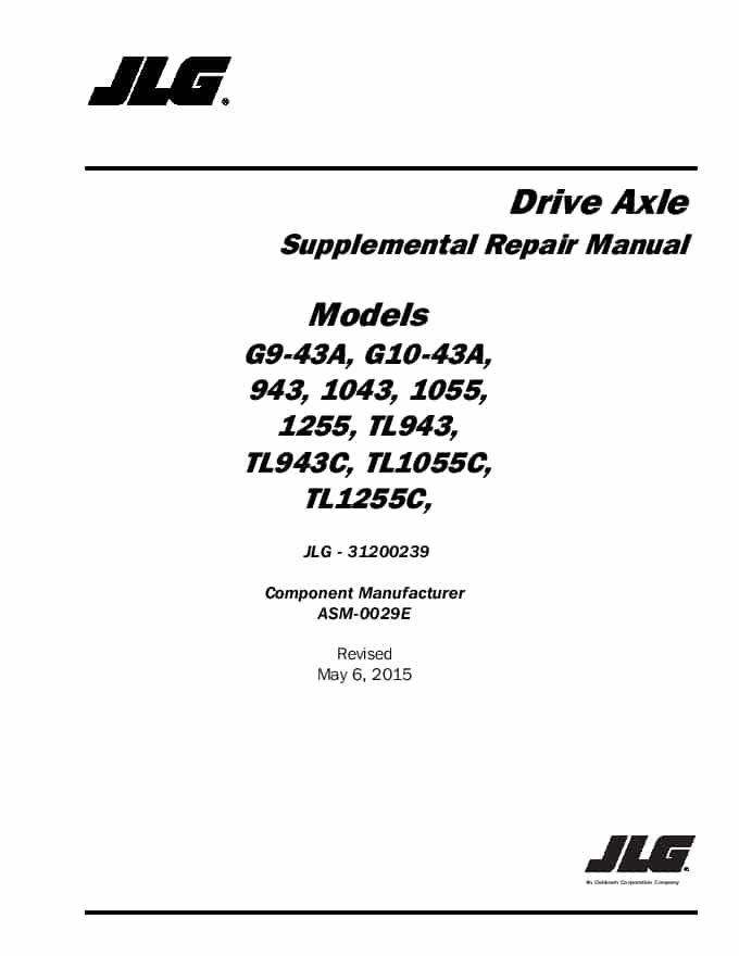 Cat Telehandler Drive Axle G9-43A, G10-43A, 943, 1043, 1055, 1255, TL943, TL943C, TL1055C, TL1255C Supplemental Repair Manual PDF Download