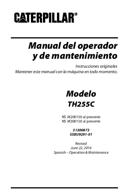 Cat Telehandler TH255C Operation and Maintenance Manual Spanish PDF Download