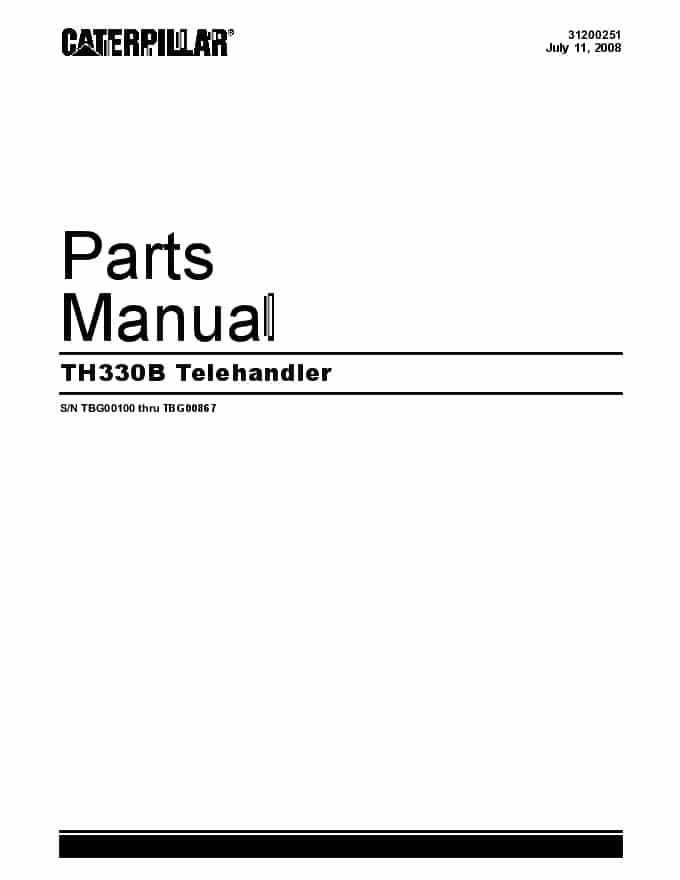 Cat Telehandler TH330B Parts Manual PDF Download