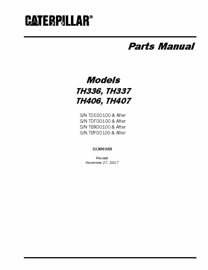 Cat Telehandler TH336 TH337 TH406 TH407 Parts Manual PDF Download
