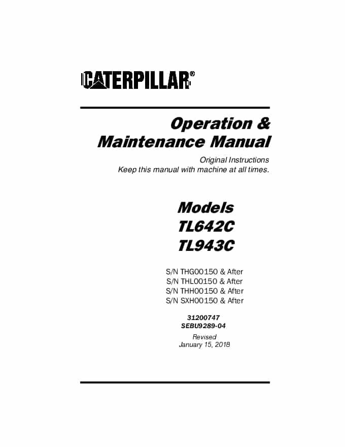 Cat Telehandler TL642C TL943C Operation and Maintenance Manual PDF Download