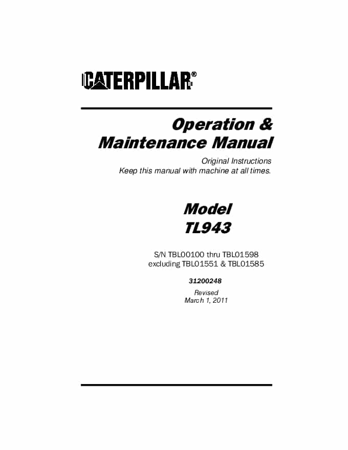 Cat Telehandler TL943 Operation and Maintenance Manual 01 PDF Download