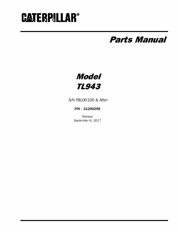 Cat Telehandler TL943 Parts Manual PDF Download