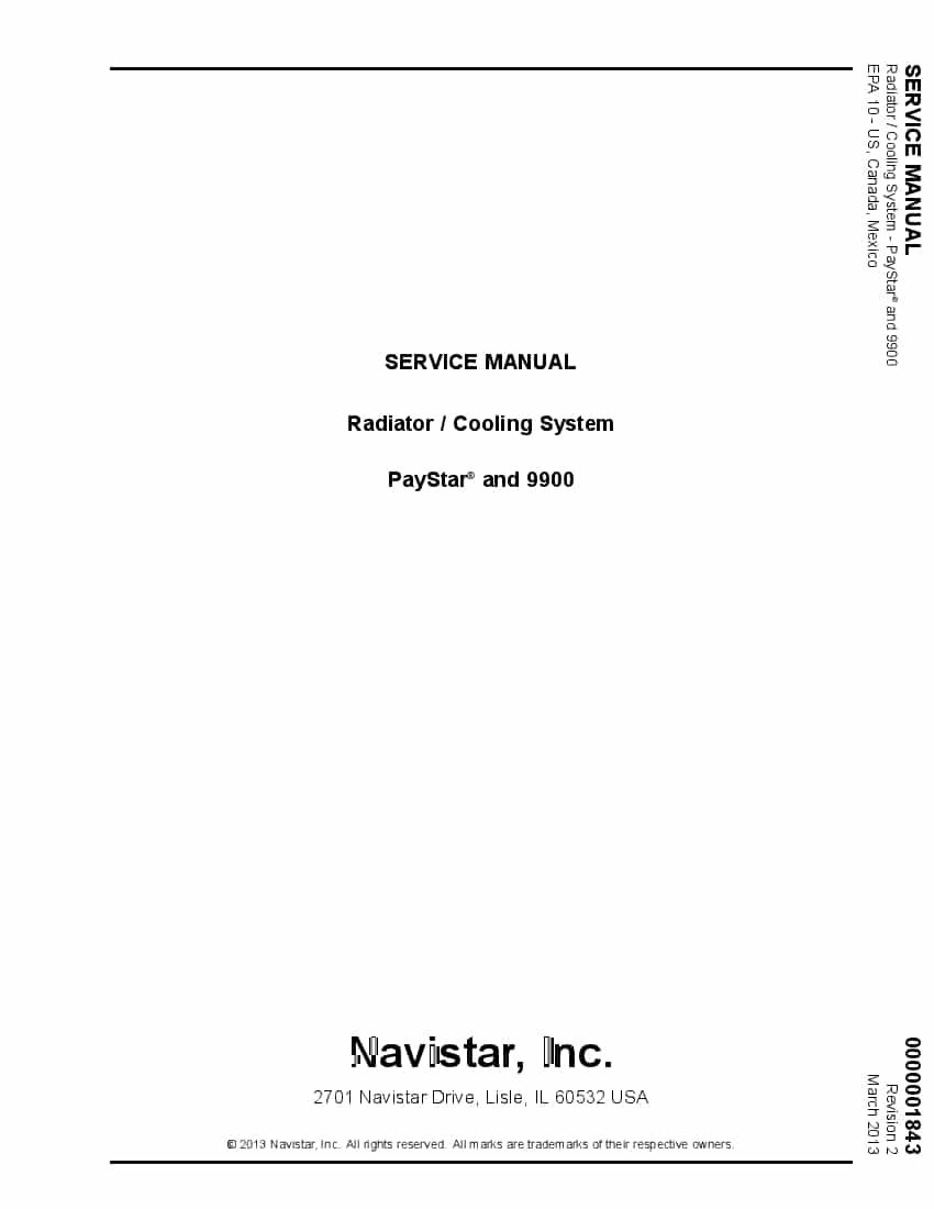 Navistar PayStar Radiator Cooling System Service manual PDF Download