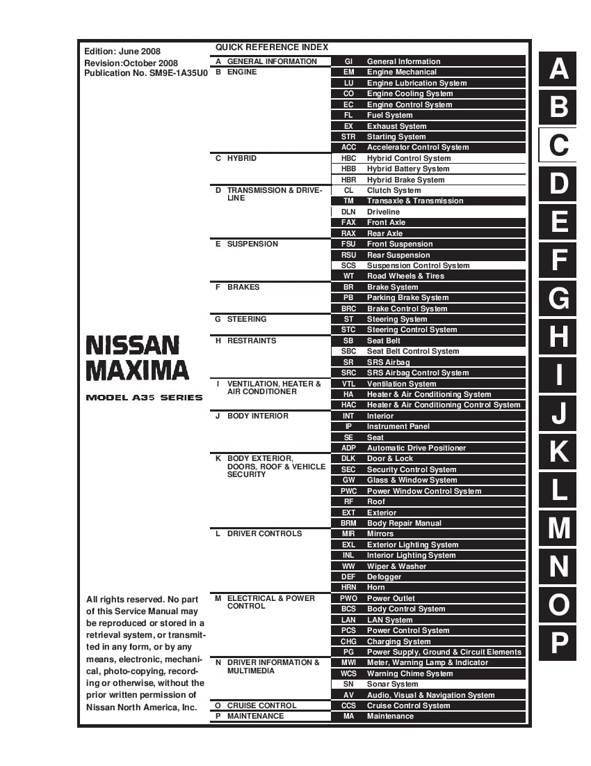 Nissan Maxima 2006-2009 Full Repair Service Manual Download