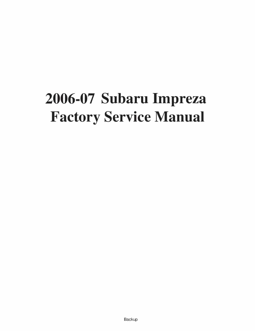 Subaru Impreza 2001-2002.2004-2007 Full Repair Service Manual Download