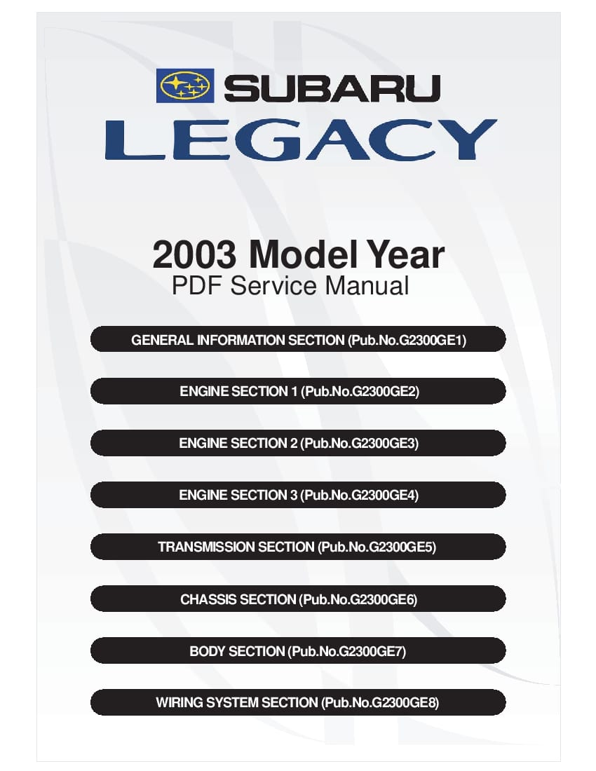 Subaru Legacy 2000-2003 Full Repair Service Manual Download