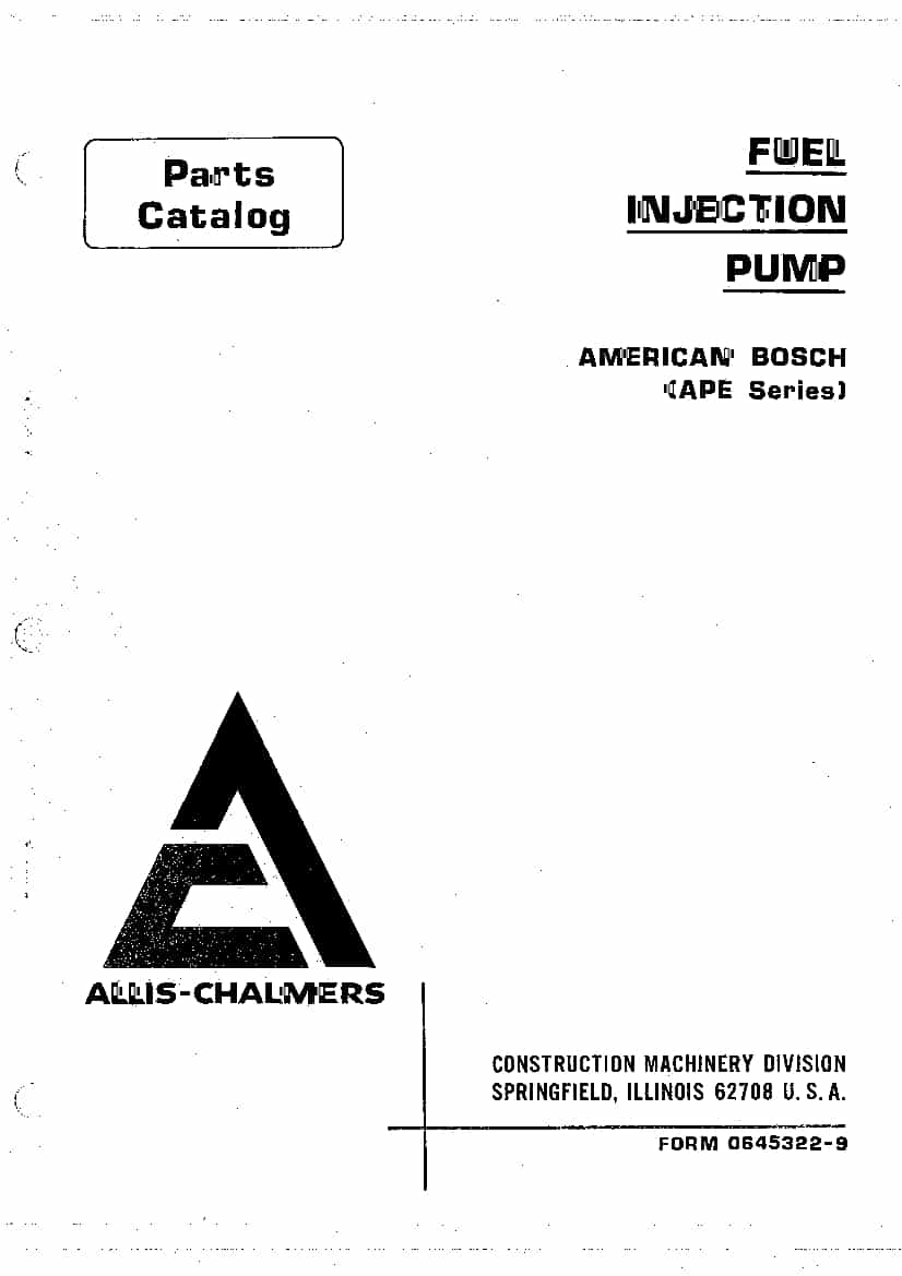 ALLIS CHALMERS FUEL INJECTION PUMP 70645322 Parts Manual PDF Download