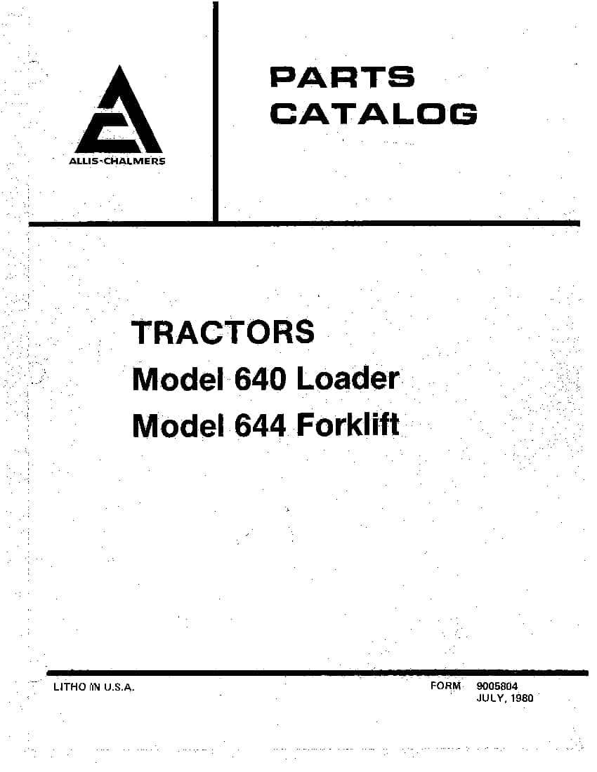 Allis Chalmers 640 644 9005804 Part Manual PDF Download
