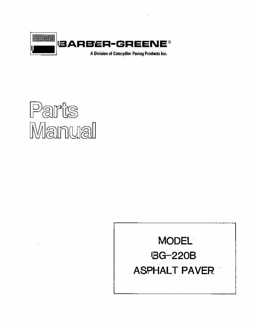 BARBER GREENE BG220B PAVING AND COMPACTION Parts Manual PDF Download