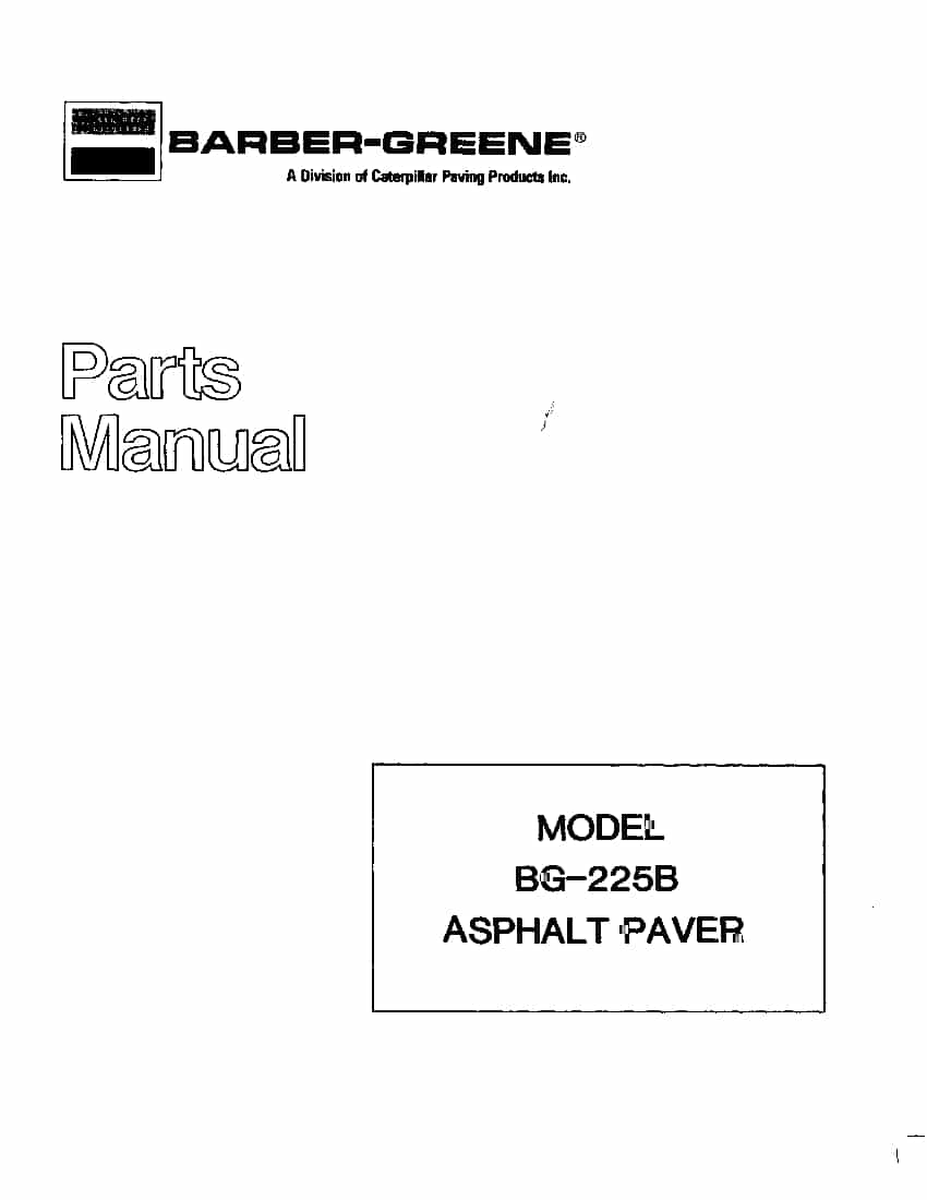 BARBER GREENE BG225B PAVING AND COMPACTION Parts Manual PDF Download