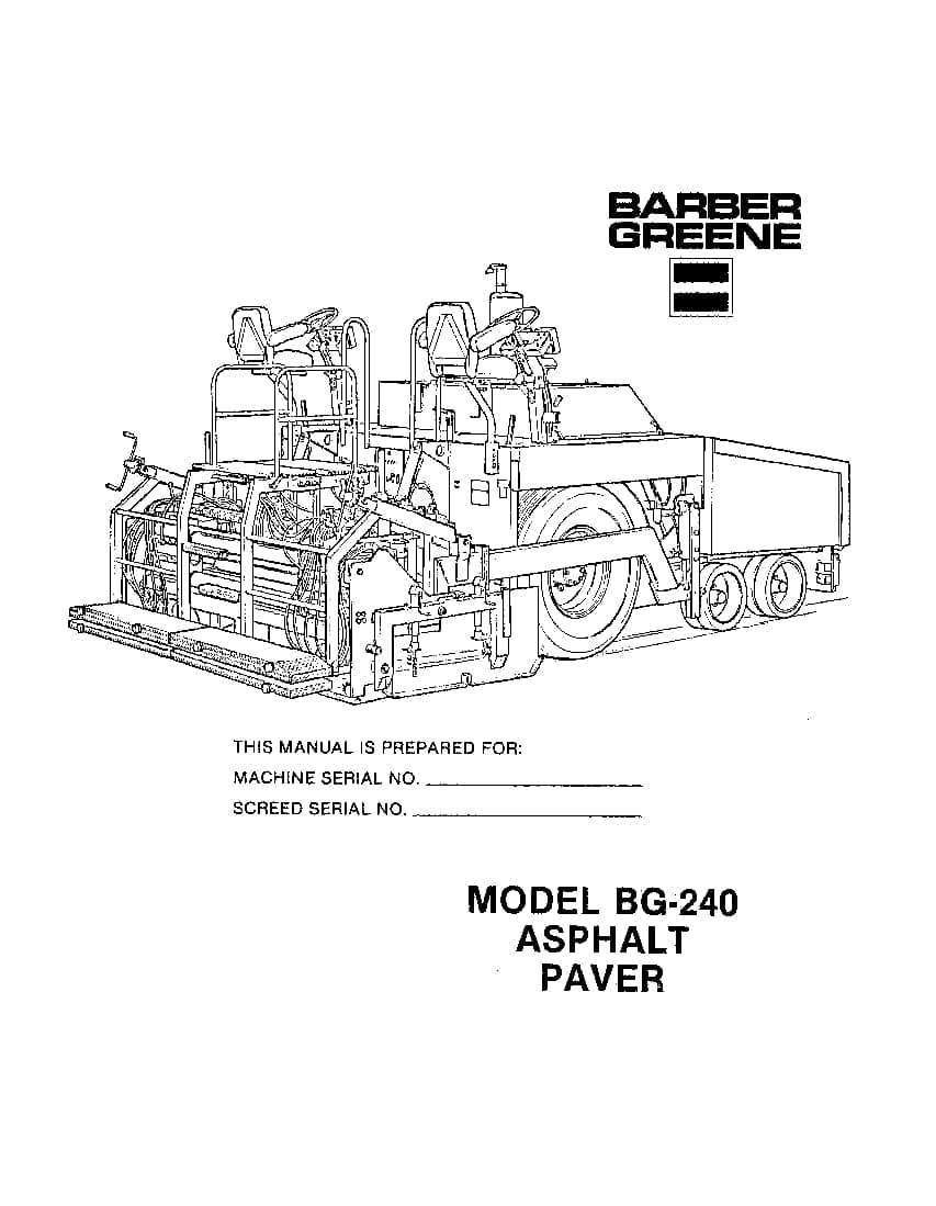 BARBER GREENE BG240 PAVING AND COMPACTION Parts Manual PDF Download