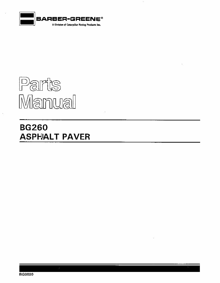 BARBER GREENE BG260 PAVING AND COMPACTION Parts Manual PDF Download