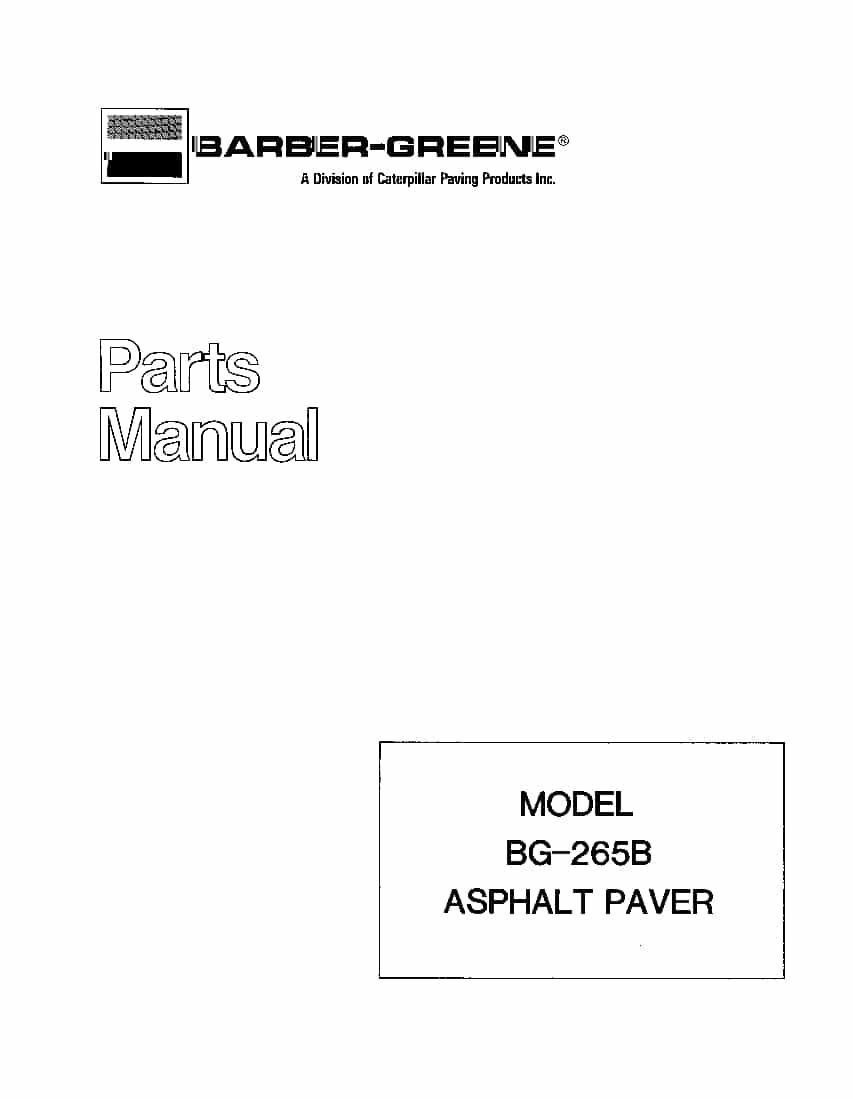 BARBER GREENE BG265B PAVING AND COMPACTION Parts Manual PDF Download