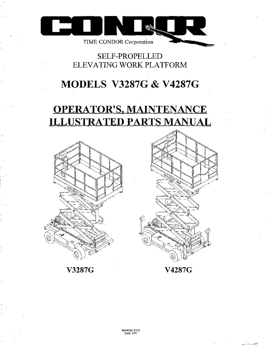 CONDOR V3287G V4287G 92355 SCISSOR LIFT SCISSOR LIFT Parts Manual PDF Download