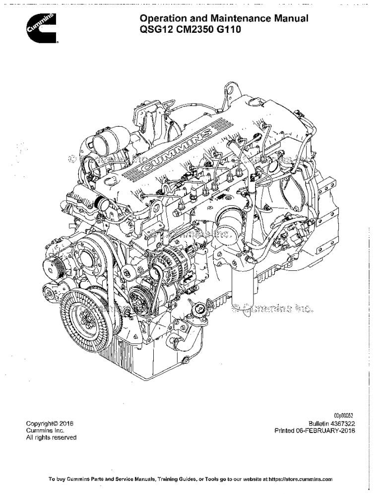CUMMINS QSG12 Engine Operation and Maintenance Manual PDF Download
