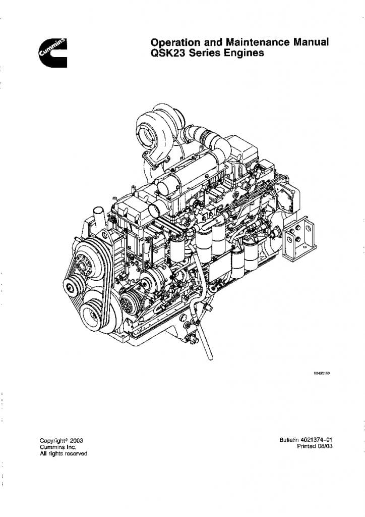 CUMMINS QSK23 Engine Operation and Maintenance Manual PDF Download
