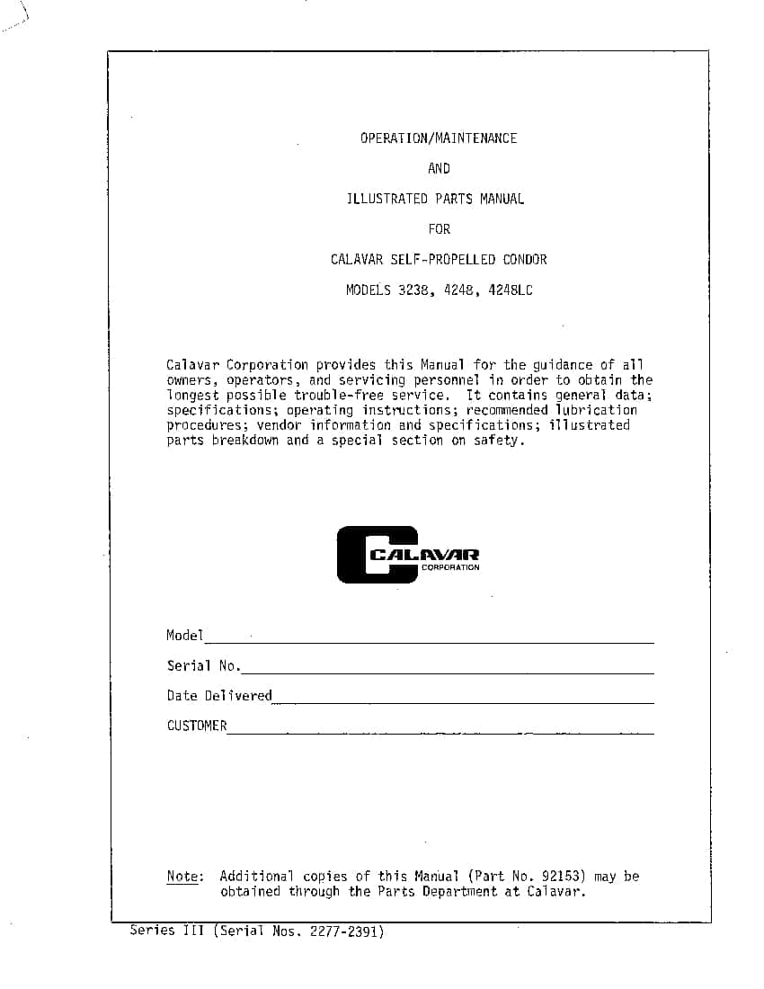 Condor 3238 4248 4248LC SN2278 23914 PN92153 BOOM LIFT Parts Manual PDF Download