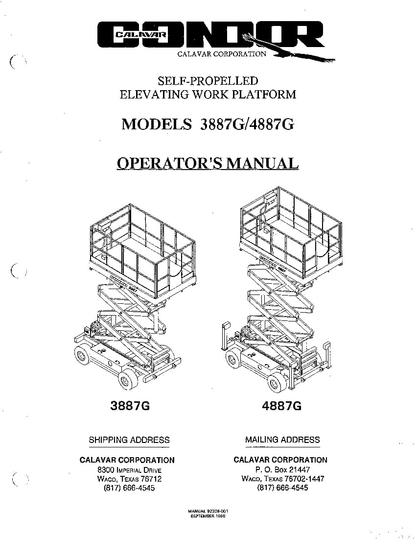 Condor 3887G,4887G 92328 BOOM LIFT Parts Manual PDF Download