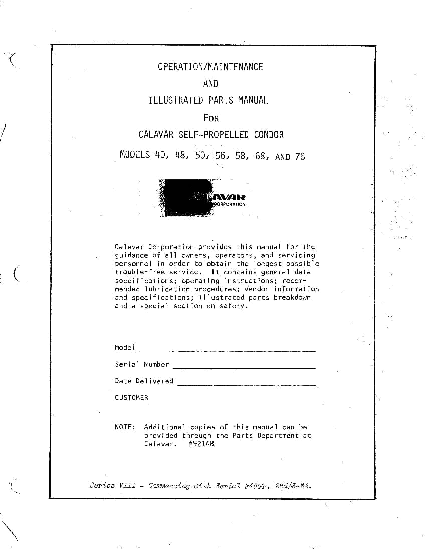 Condor 40 48 50 56 58 68 76 SN4802 & PN92148 BOOM LIFT Parts Manual PDF Download