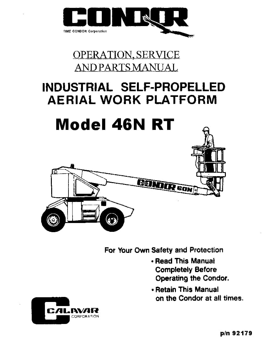 Condor 46N 92179 BOOM LIFT Parts Manual PDF Download