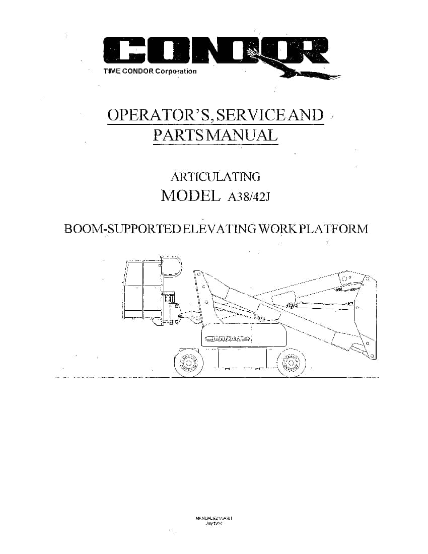 Condor A38 A42J 92379 BOOM LIFT Parts Manual PDF Download