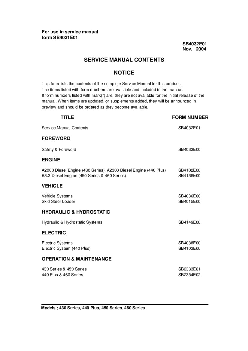 Daewoo 440 450 460 Series Workshop Repair Service Manual PDF Download