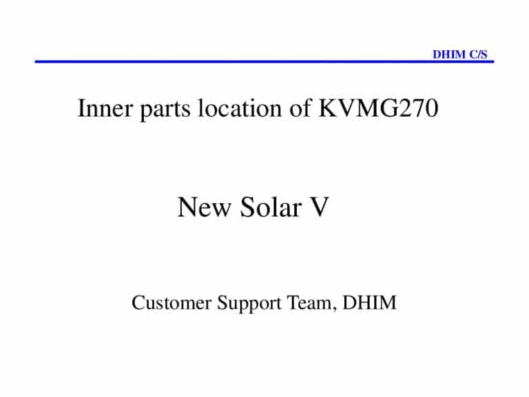 Daewoo Inner parts location of KVMG400 New Solar V Training PDF Download