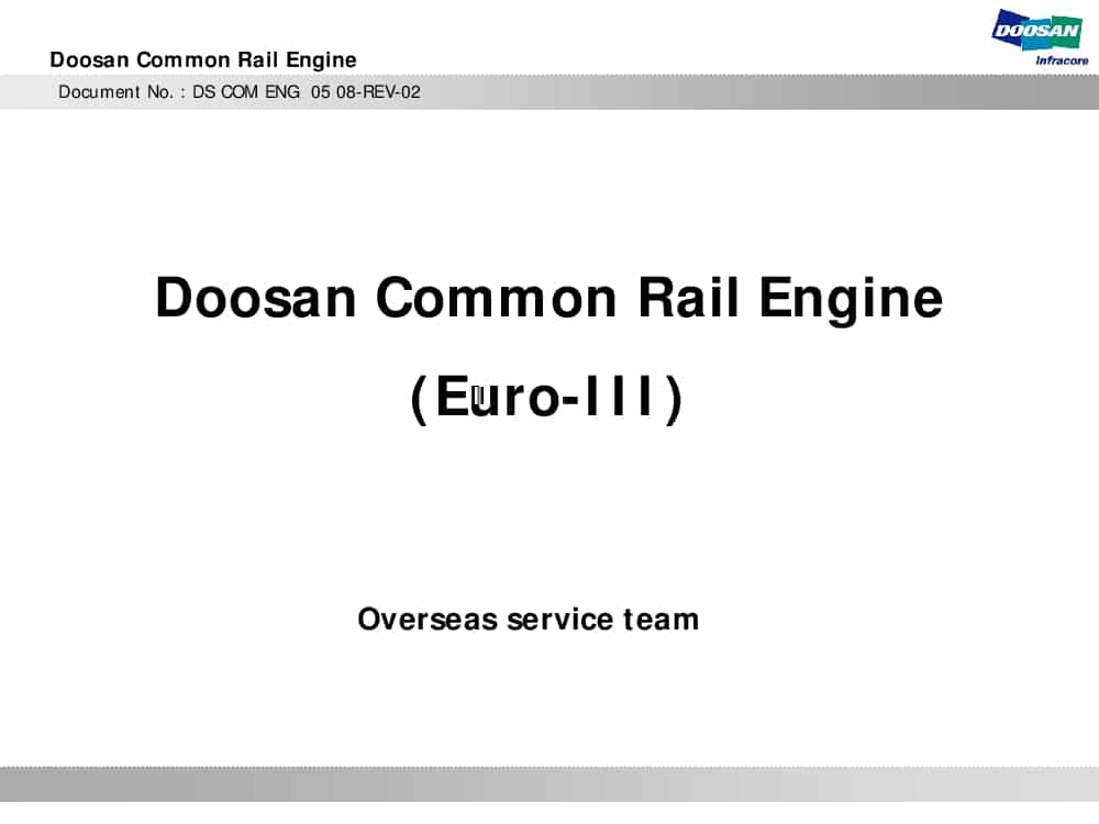 Doosan Common rail Engine Euro 3 Training PDF download