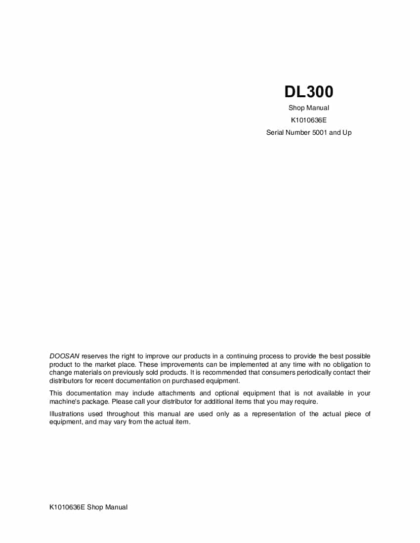 Doosan DL300 Workshop Repair Service Manual PDF Download
