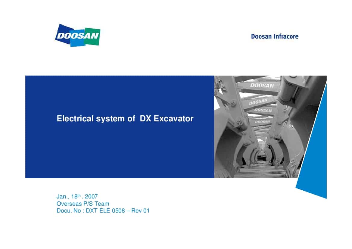 Doosan DX series excavator training PDF download