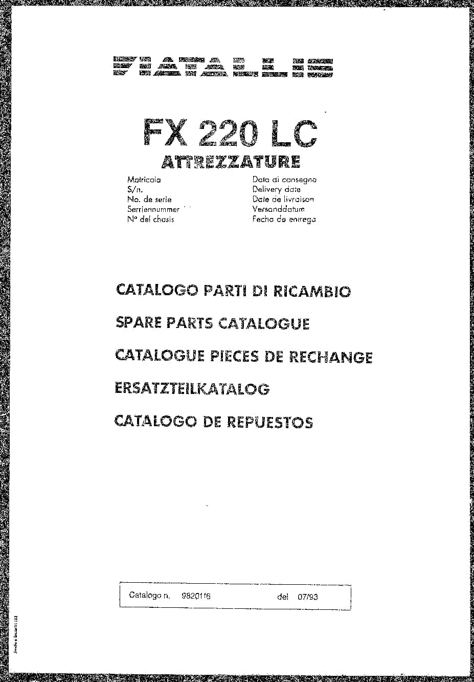 FIAT ALLIS FX220LC 5982011650 EXCAVATOR Parts Manual PDF Download