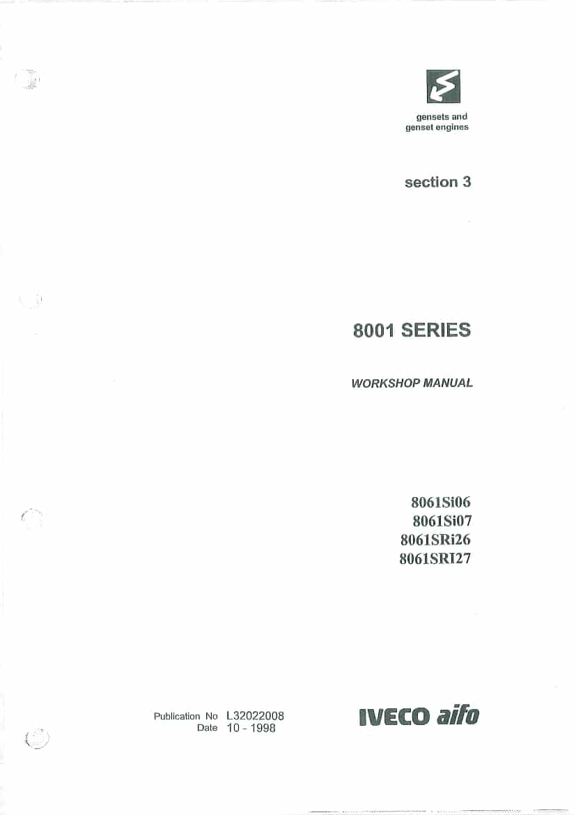 FPT IVECO 8001 SERIES 8061Si06 8061Si07 8061SRi26 8061SRi27 Workshop Repair Service Manual PDF Download