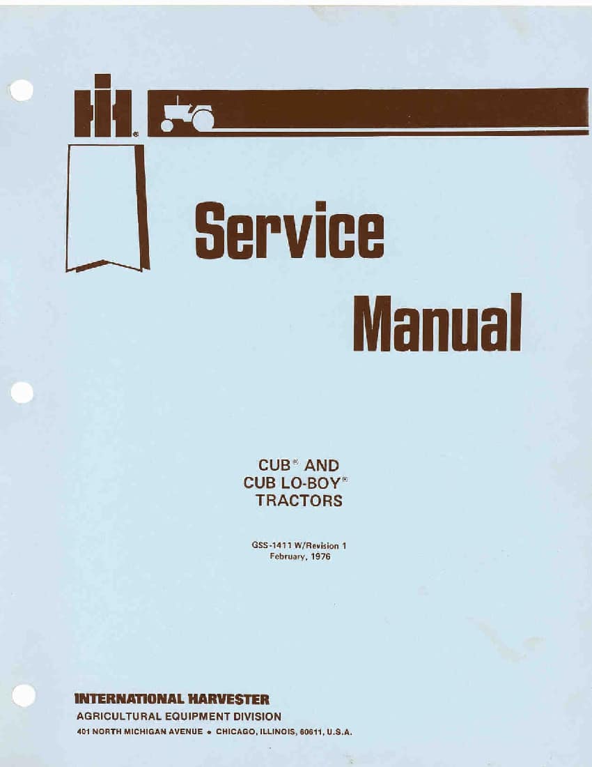 Farmall GSS-1411 Service Manual for Cubs and Lo-Boy Tractors PDF Download