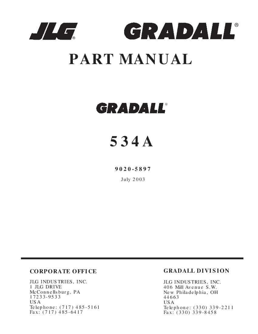 GRADALL (JLG) 522D LoPro and 524D LoPro Parts Manual pn 9148-4013 PDF Download