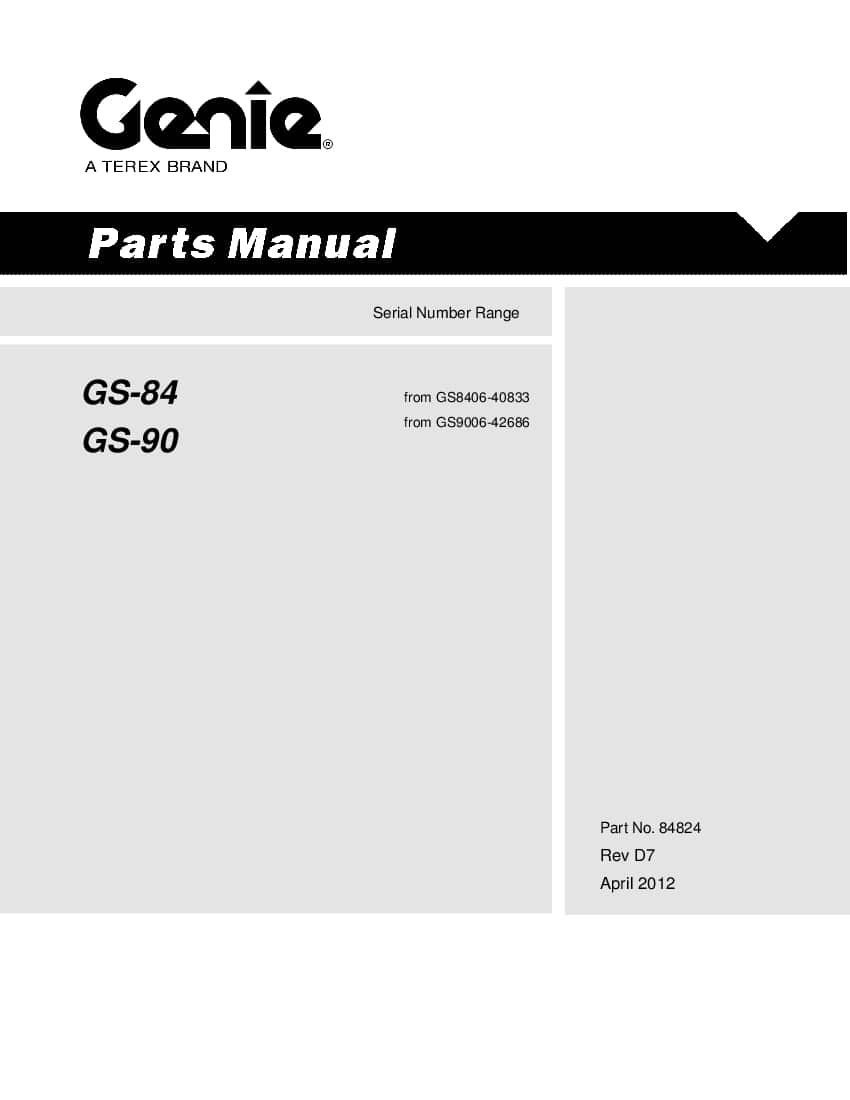 Genie Scissors Lift GS-3384 from SN GS 8406-40833 Parts Manual PDF Download