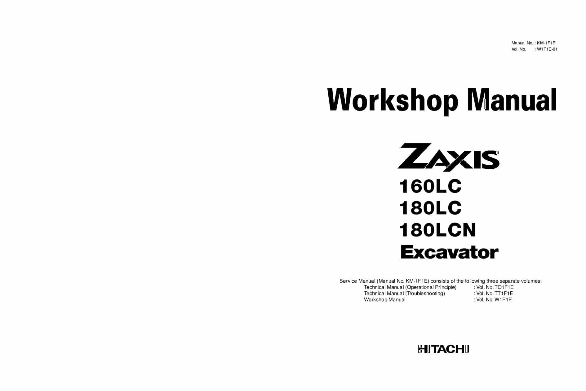Hitachi ZX160LC 180LCN Excavator Workshop Repair Service Manual PDF Download