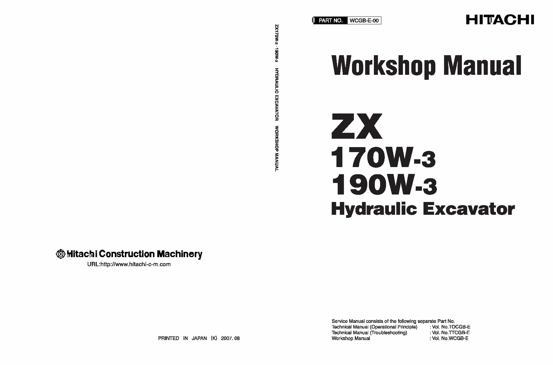 Hitachi ZX170w-3 ZX190w-3 Excavator Workshop Repair Service Manual PDF Download