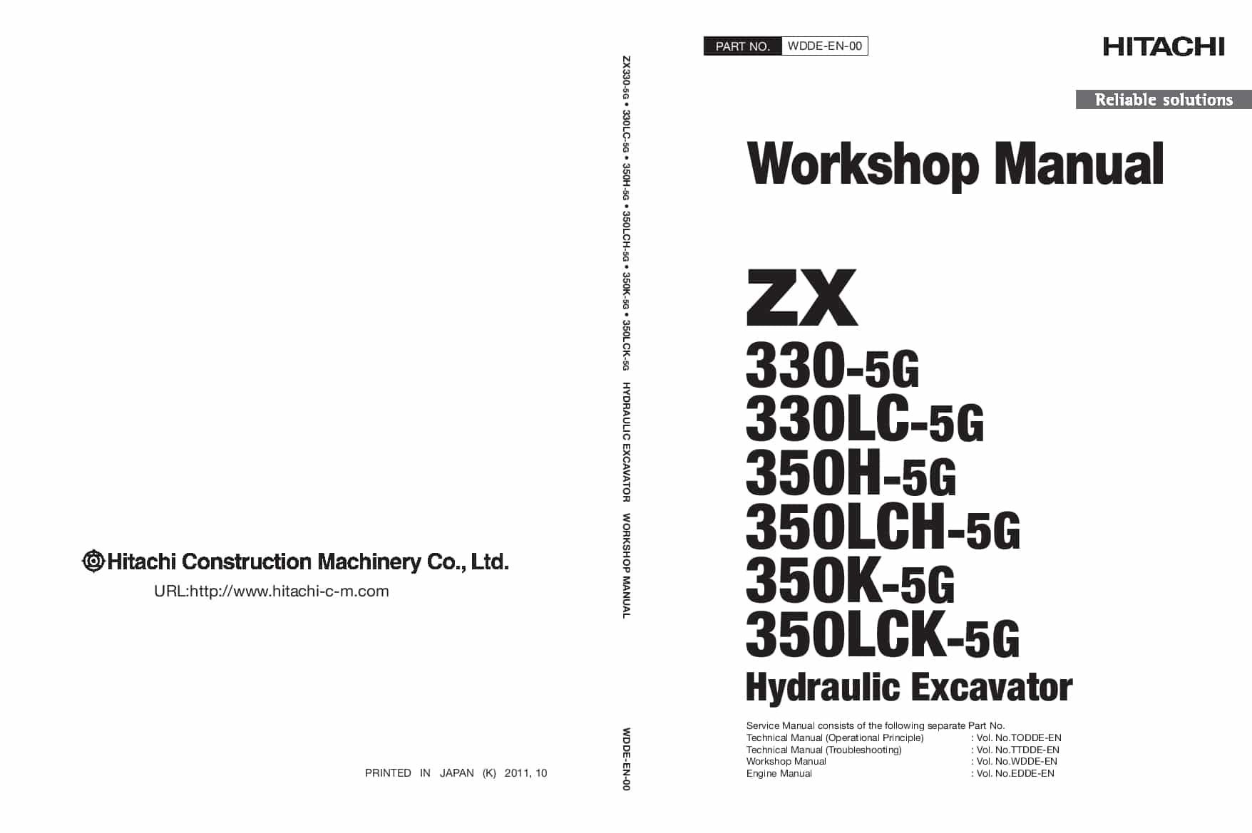 Hitachi ZX330-5 350-5 Hydraulic Excavator Workshop Repair Service Manual PDF Download