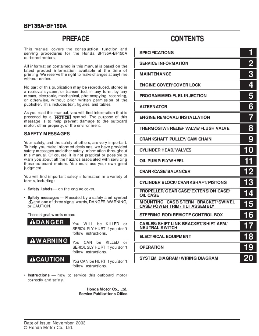 Honda Outboard service workshop and repair BF135A BF150A PDF Download