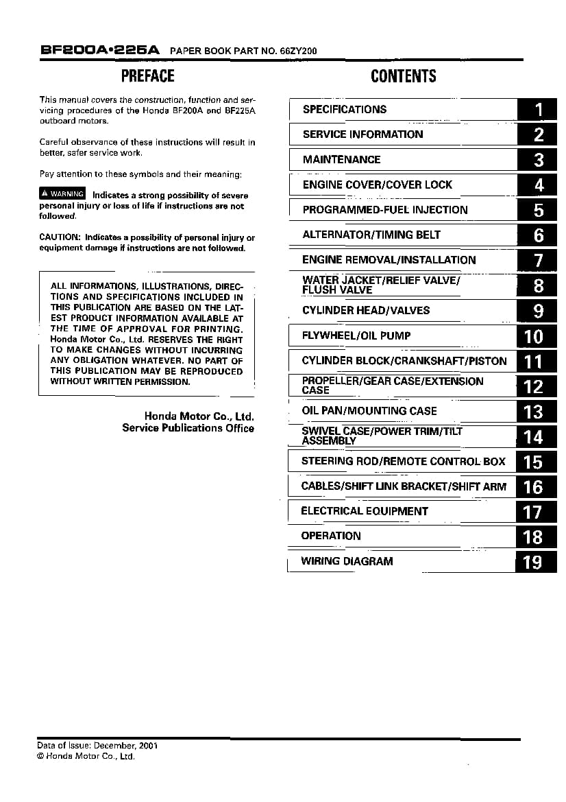 Honda Outboard service workshop and repair BF175A BF200A BF225A PDF Download